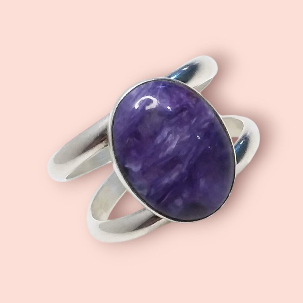 Jay King Ring 925 Sterling Silver Rare Purple Charoite 16X12mm Oval Size 10 1/4